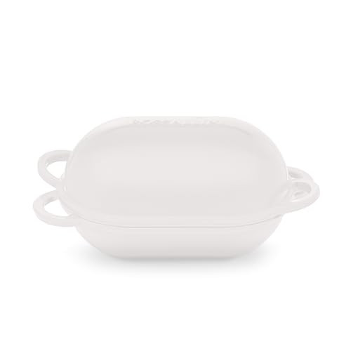 ROSSALLINI Signature Enameled Cast Iron Sourdough Bread Oven | Non-Stick with Tight Fitting Lid for Perfect Baking and Bread Making | 2QT Oval Oven With Lid [White] | Amazon (US)