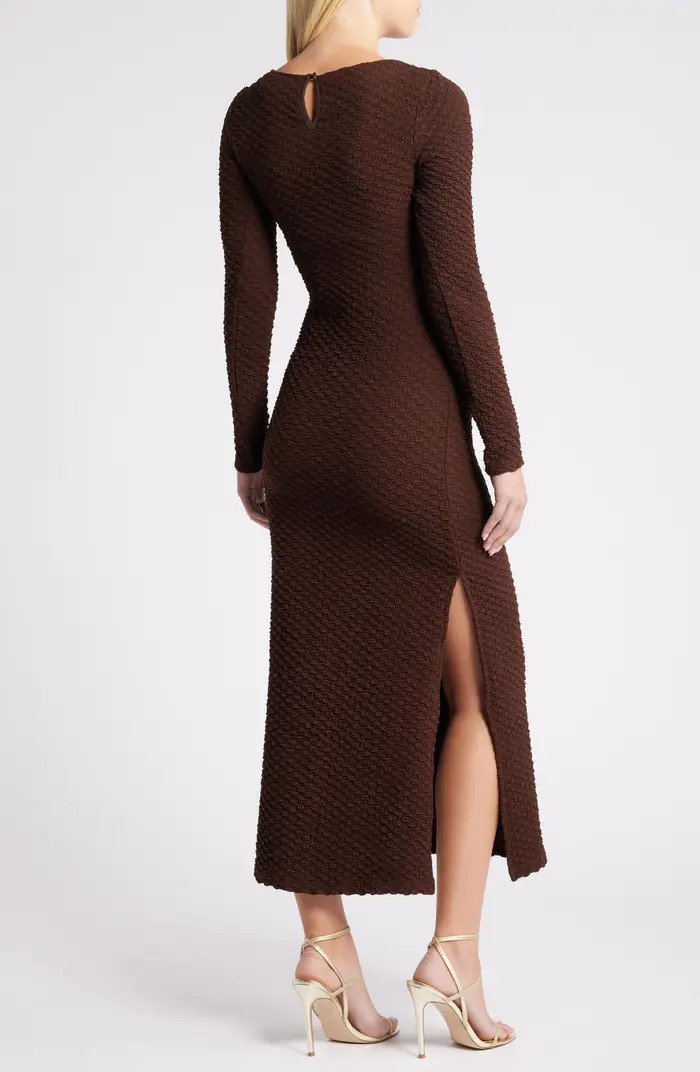 Popcorn Long Sleeve Midi Dress | Nordstrom