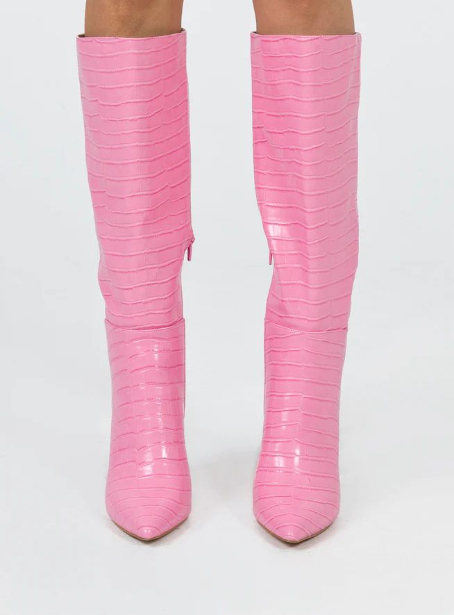 Icon Boot Pink Croc | Princess Polly US