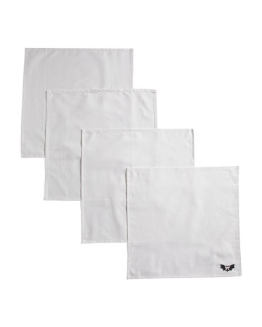 Set Of 4 Embroidered Bat With Bow Napkins | TJ Maxx