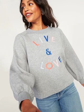 French Terry Blouson-Sleeve Sweatshirt for Women | Old Navy (US)