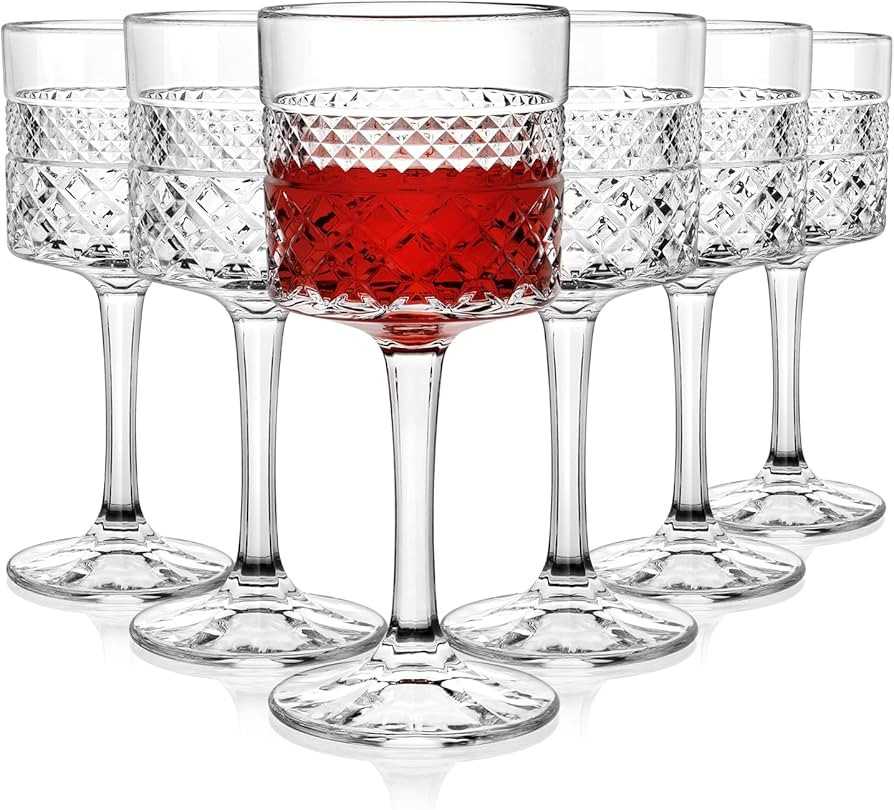 Wine Glasses Set of 6, Crystal Red Wine Glasses with Long Stem, Square Lead-Free Wine Glassware, ... | Amazon (US)