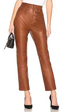 LPA Leather Straight Leg Pants in Brown from Revolve.com | Revolve Clothing (Global)
