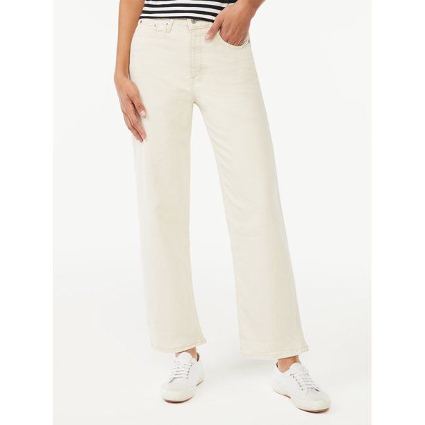 Free Assembly Women's High Rise Cropped Straight Jeans - Walmart.com | Walmart (US)