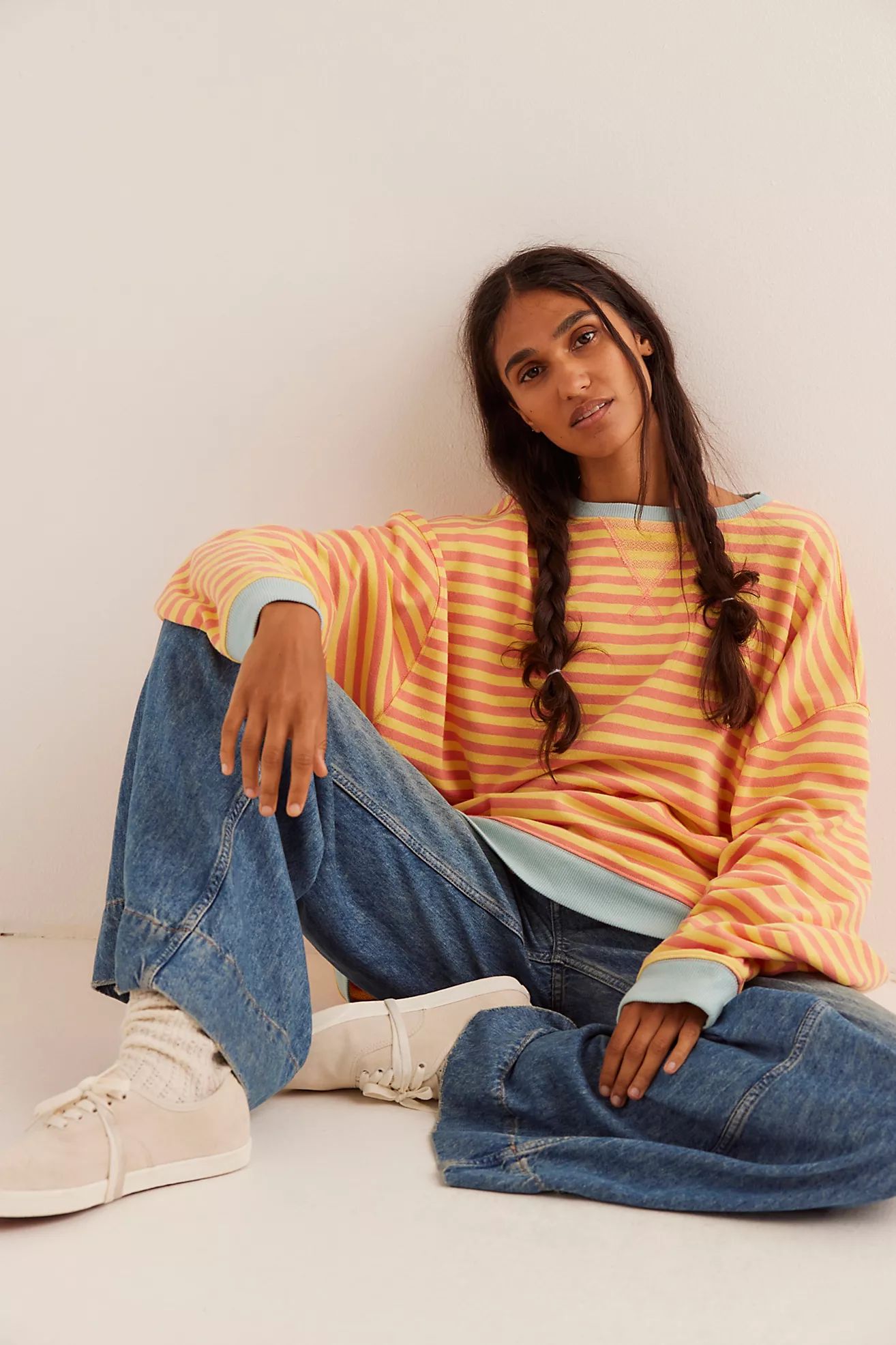 Classic Striped Oversized Crewneck | Free People (Global - UK&FR Excluded)