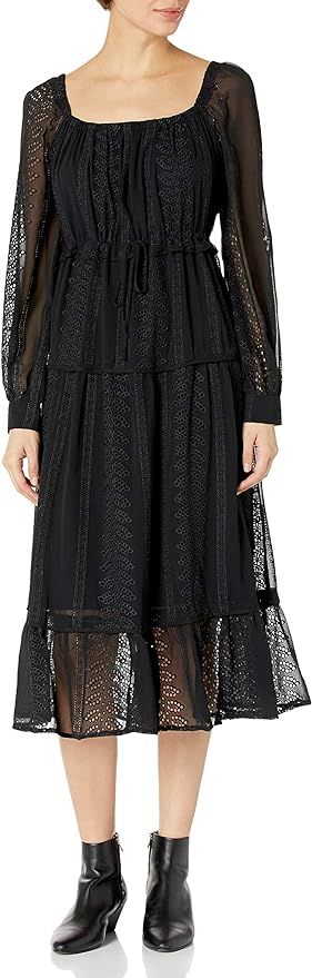 ASTR the label Women's Padma Square Neck Long Sleeve Tiered Midi Dress | Amazon (US)