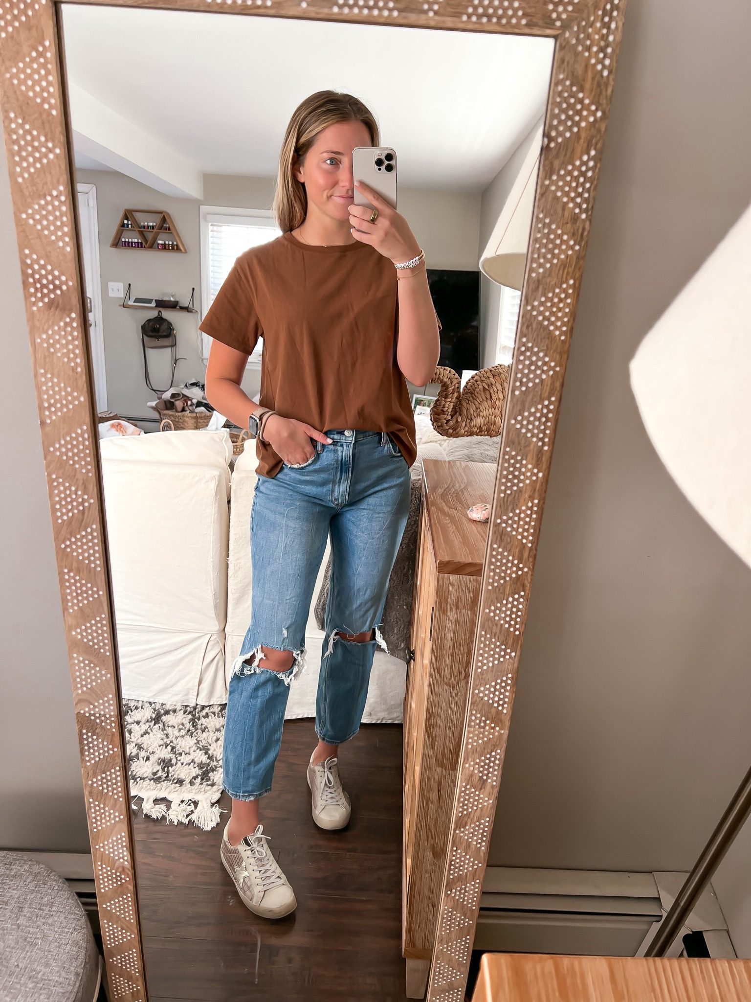 Love this tee & these jeans!! 
Size small in tee
True size in jeans 
Jeans are on sale! 

#LTKunder100 #LTKsalealert #LTKunder50