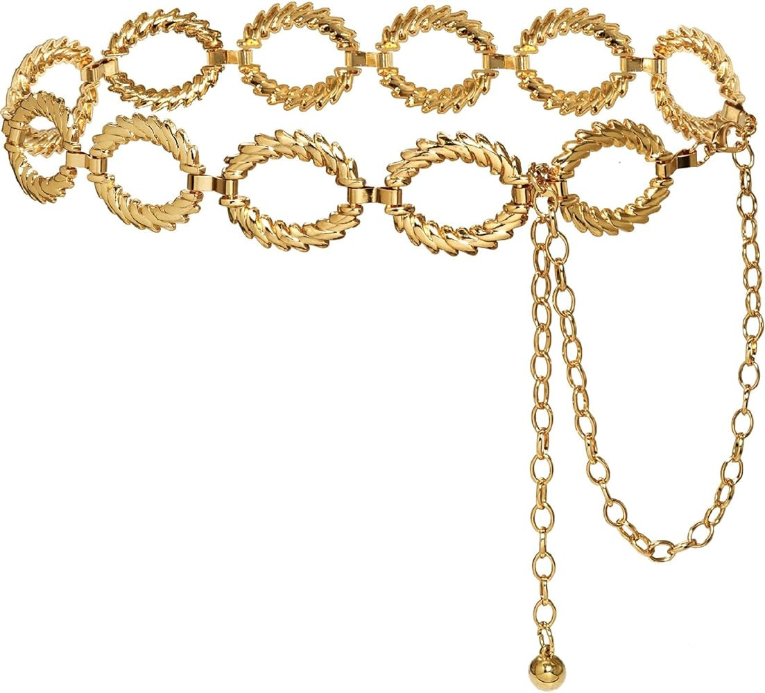 Women's Chain Belt Metal Waist Belt Chunky Belly Link Belt | Amazon (US)