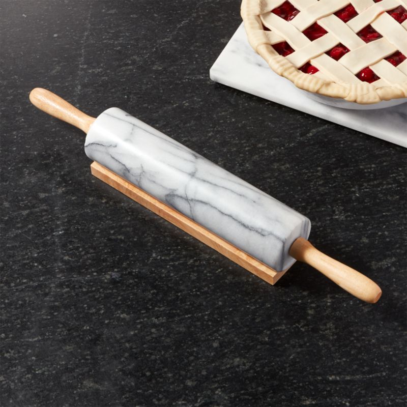 French Kitchen Marble Rolling Pin with Stand + Reviews | Crate and Barrel | Crate & Barrel