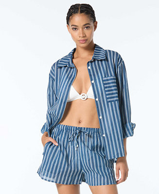 Women's Striped Cover-Up Swim Shirt | Macy's