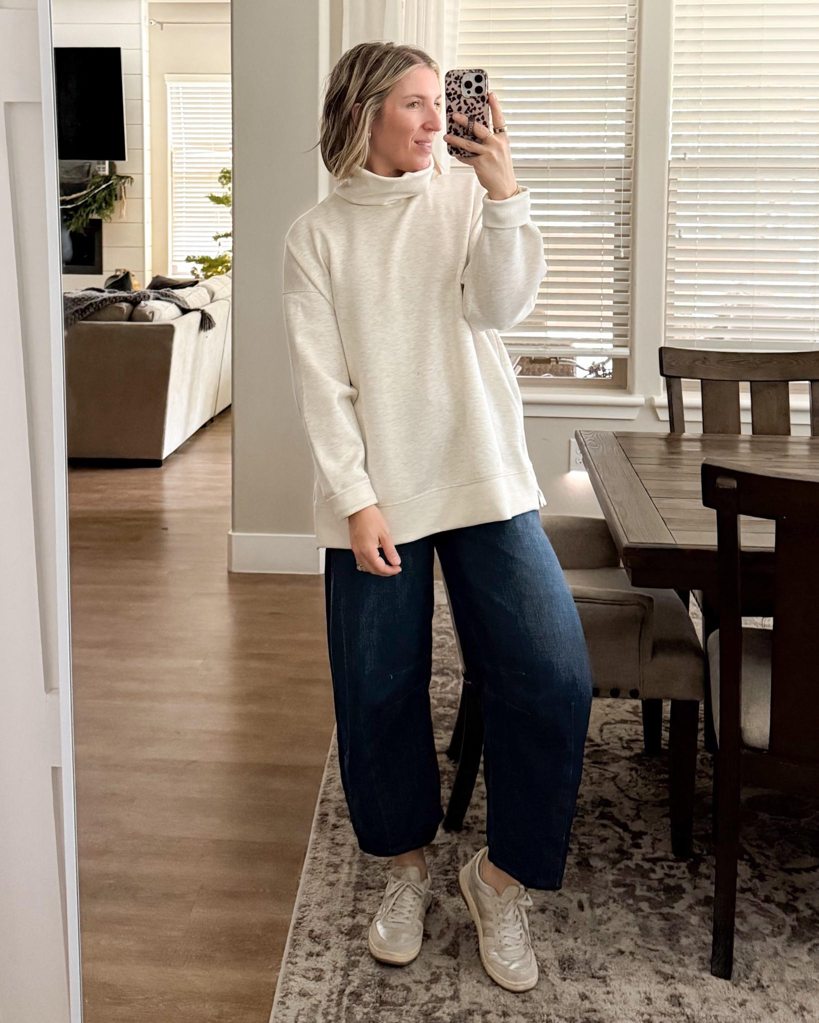 Oversized tunic with pull on barrel jeans!!! This comfort was amazing!! These pants are GAP and like most things at GAP, they hit perfect!

#LTKActive #LTKSeasonal #LTKFindsUnder50