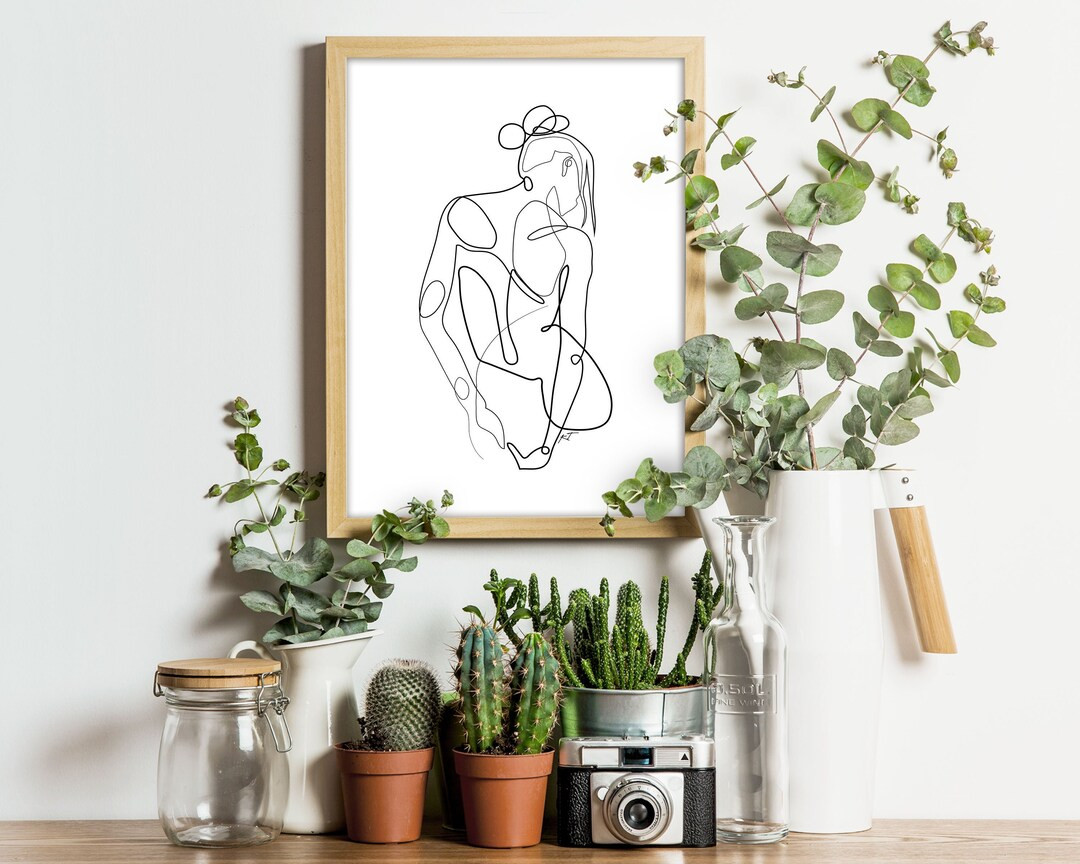 One Line Woman Drawing Minimalist Line Art Print Woman Body With One Line - Etsy | Etsy (US)