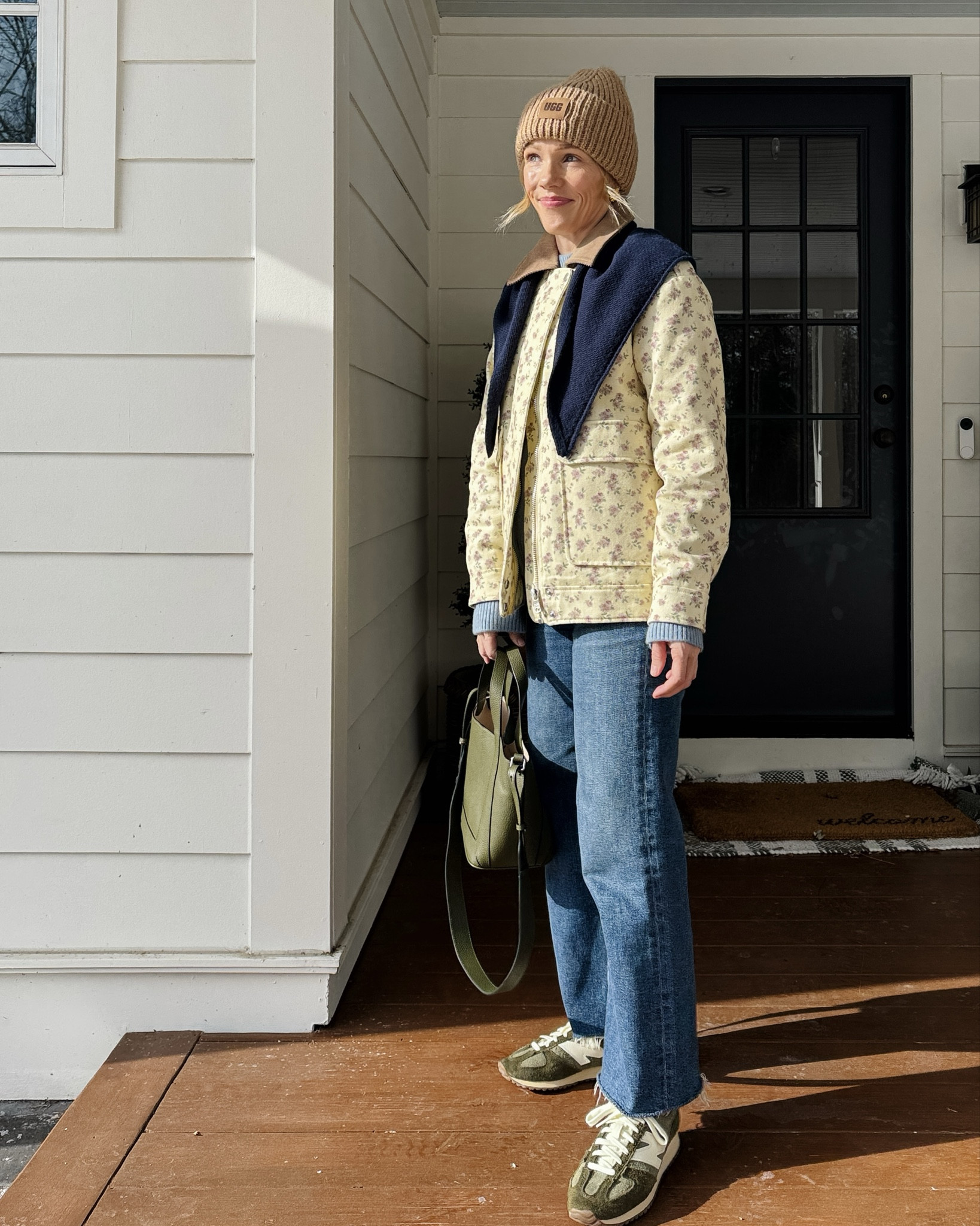 Sized down to xs in Anthropologie barn jacket ~ wearing my regular size small in Quince sweater & Madewell favorite white tee ~ sneakers are true to size and walk all day out of the box comfortable ~ Horse luxury bag without the price tag ~ merit flush balm on cheeks & lips in LeBonBon with Tower28 gloss in coconut ~ Agolde harper crop jeans true to size (I'm 5'3") ~ xo, Claire

#LTKOver40 #LTKootd #LTKmomlife