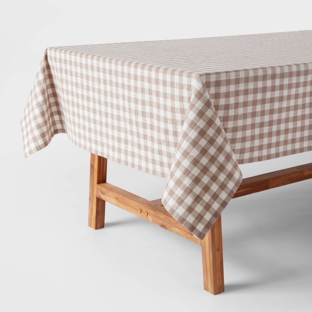 60" x 84" Cotton Gingham Tablecloth Taupe - Threshold™ | Target