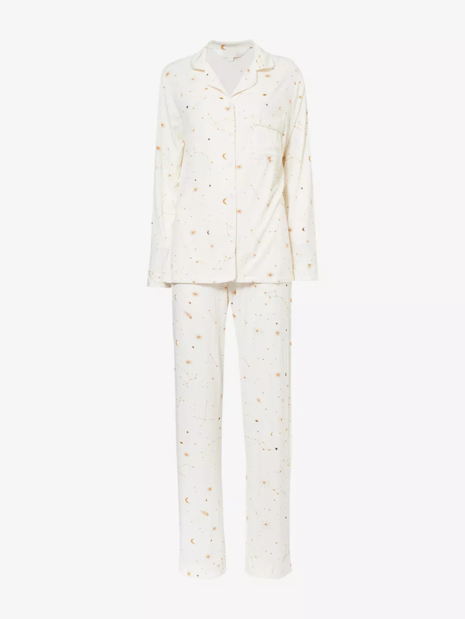 Graphic-print straight-leg stretch-woven pyjama set | Selfridges