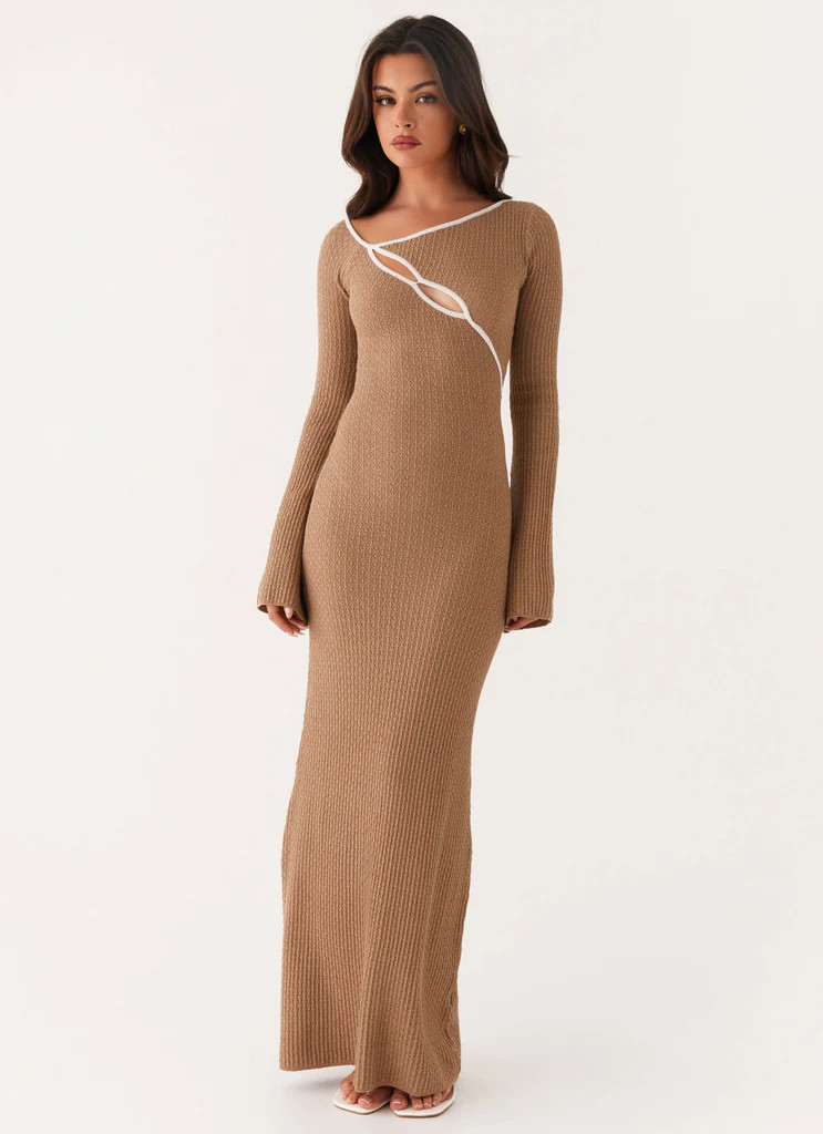 Hilary Crochet Maxi Dress - Tan | Peppermayo (Global)