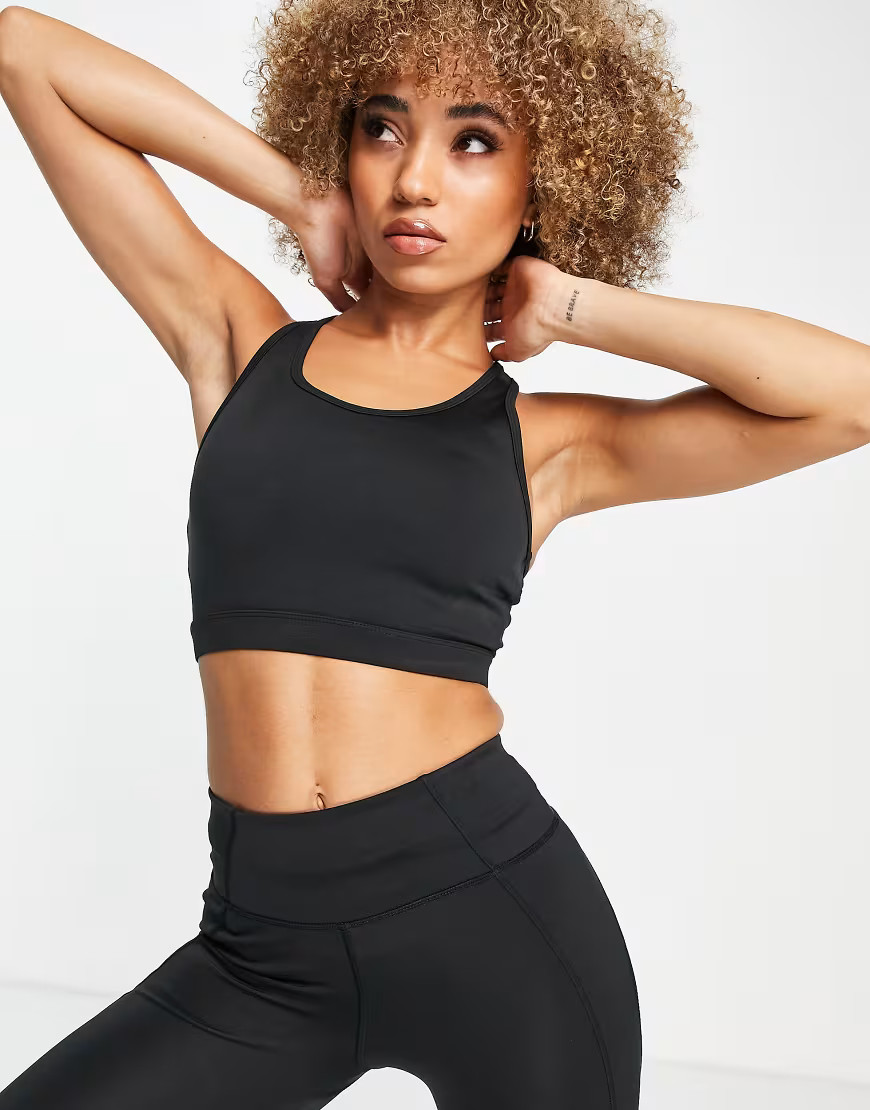 ASOS 4505 icon longline scoop neck sports bra-Black | ASOS (Global)