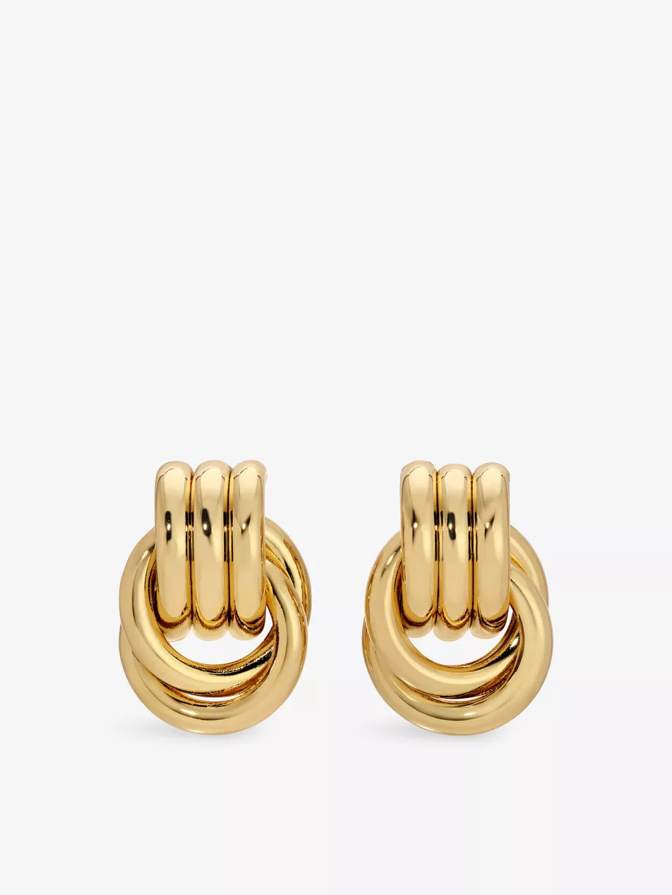 Mini Knot yellow gold-plated metal earrings | Selfridges