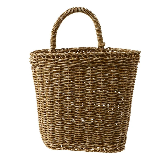 NUOLUX Basket Hanging Wall Storage Woven Rattan Flower Planter Wicker Pot Baskets Plant Shelf Dis... | Walmart (US)