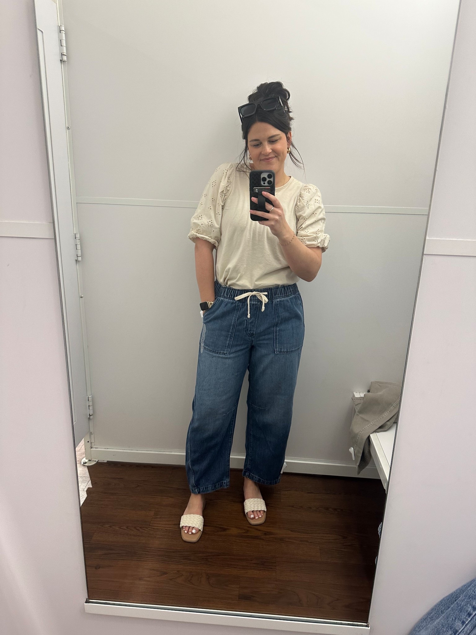 Gap pull on barrel jeans 🤎 SO good! I’m wearing a medium  

#LTKFindsUnder100 #LTKSaleAlert #LTKStyleTip