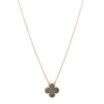 18K Rose Gold Gray Mother of Pearl Vintage Alhambra Pendant Necklace | FASHIONPHILE (US)