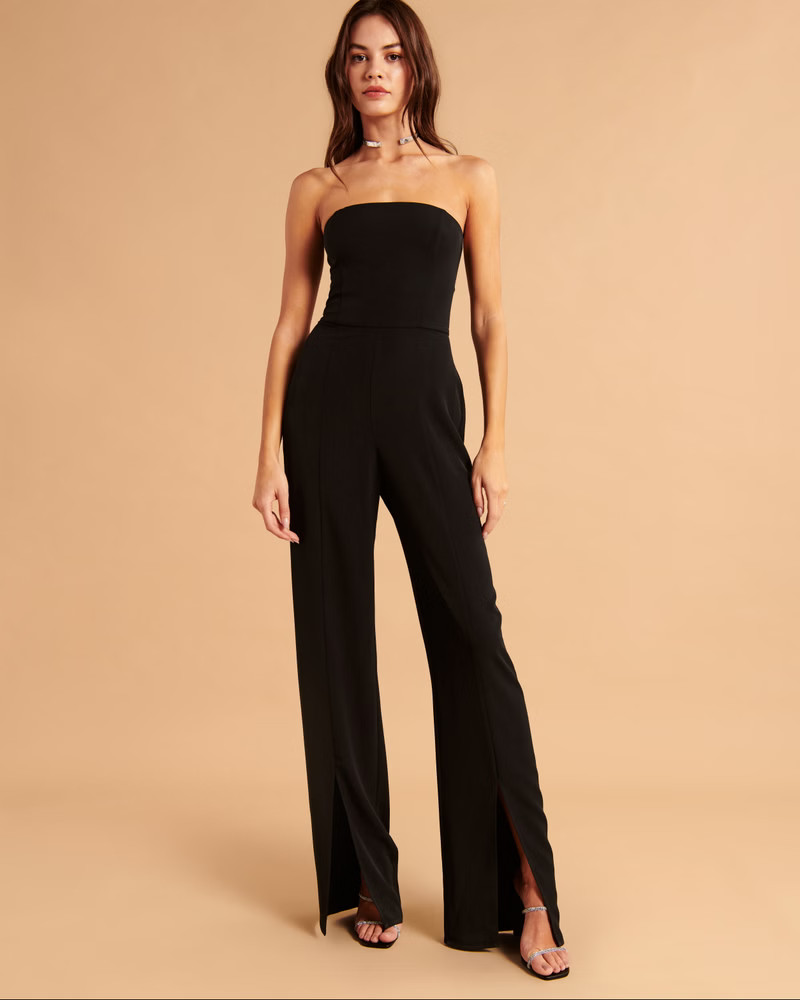 Strapless Split-Hem Jumpsuit | Abercrombie & Fitch (US)