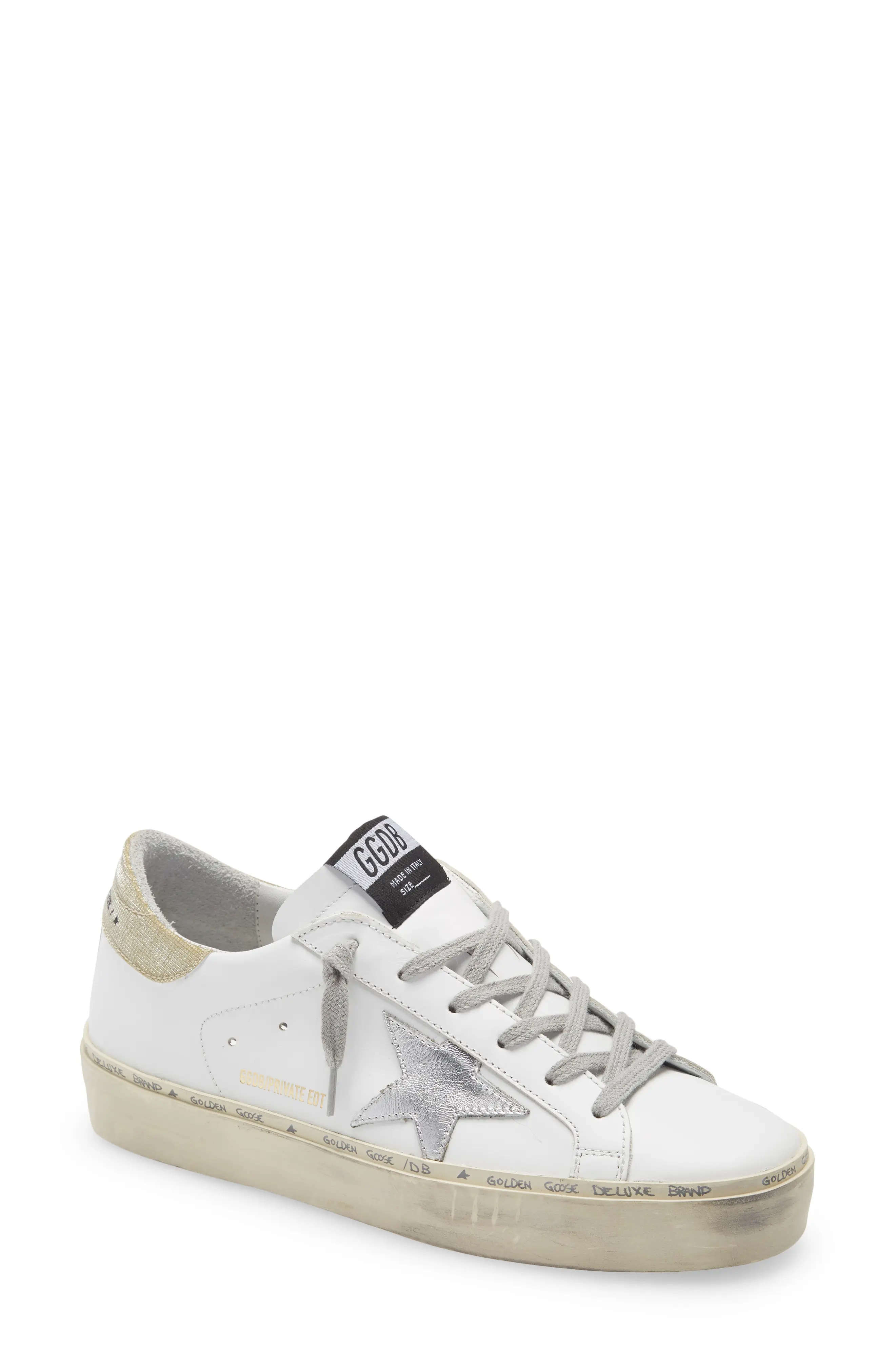 Golden Goose Hi Star Center Stage Sneaker in White Leather/Silver at Nordstrom, Size 11Us | Nordstrom