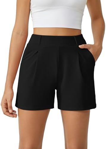 G4Free EverGoing Dressy Casual Shorts for Women 5" High Waisted Summer Lounge Pleated Shorts with... | Amazon (US)