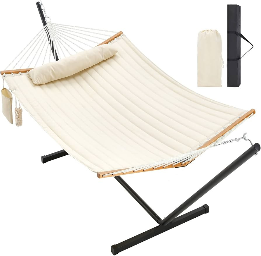 Two Person Hammock with Stand Heavy Duty, Outdoor Patio Hammock with Portable Steel Stand, Large ... | Amazon (US)