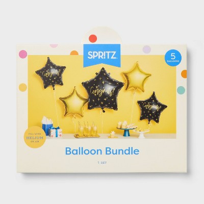 5ct Congrats Foil Balloon Bouquet Black and Gold - Spritz™ | Target