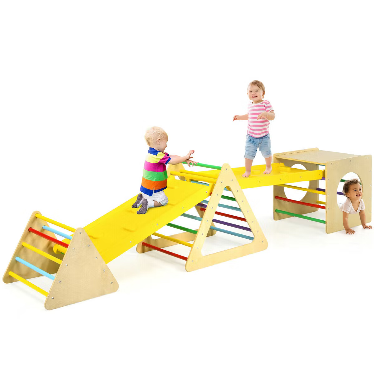 Costway 5 in 1 Toddler Playing Set Kids Climbing Triangle & Cube Play Equipment | Target