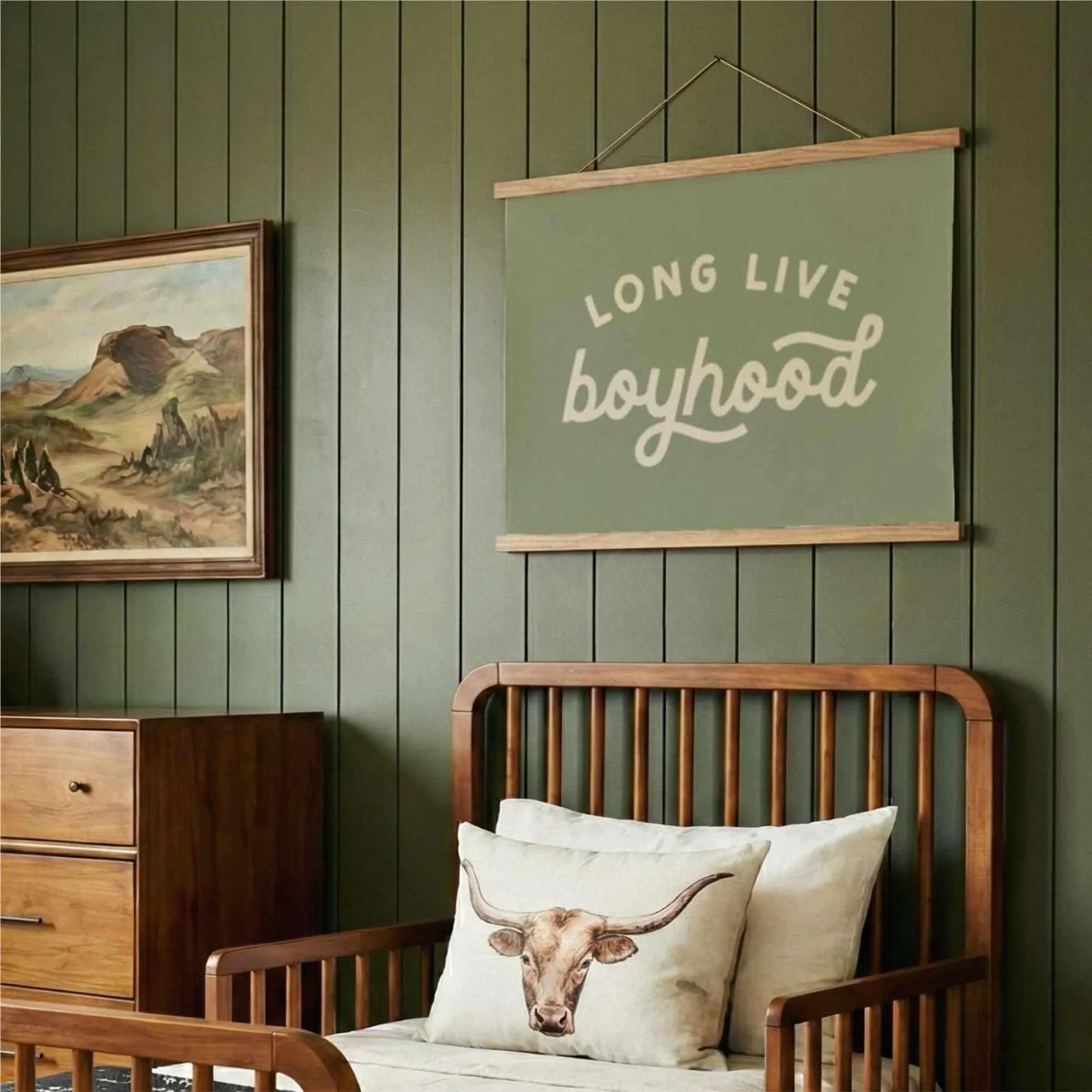 Long Live Boyhood Print, Vintage Style Boys Bedroom Poster, Earthy / Green Nursery Wall Decor | Etsy (Global)