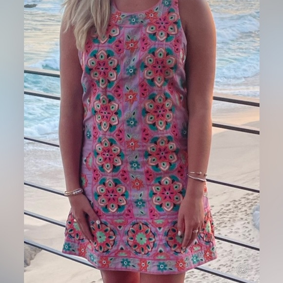 Anthropologie pink beaded dress size 6 | Poshmark