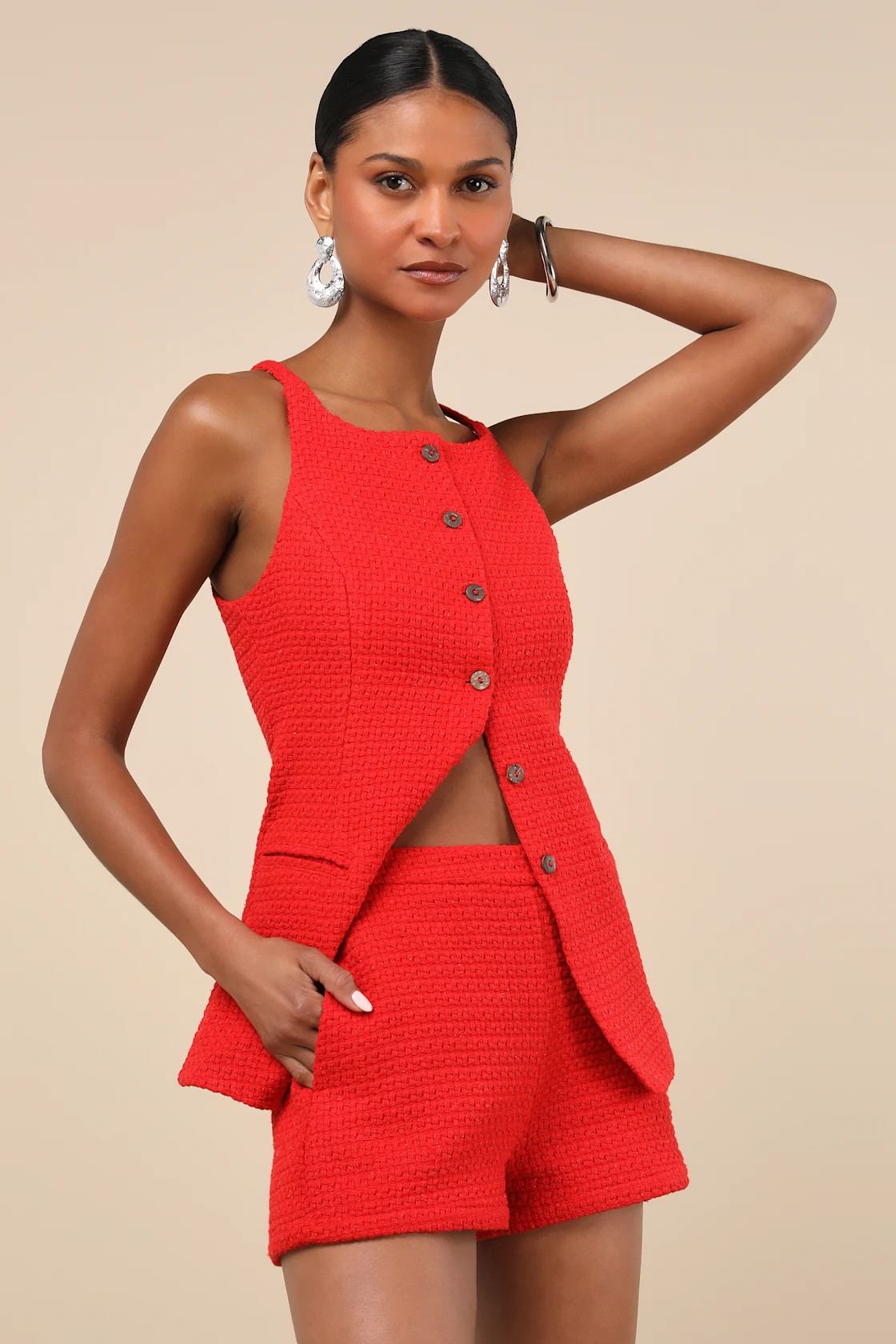 Mariette Red Tailored Knit Shorts | Lulus