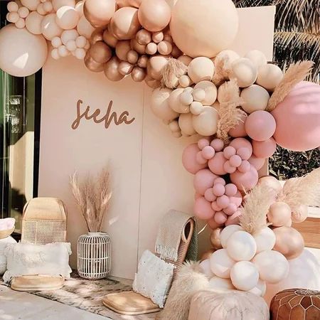 SONUAN-158Pcs Dusty Rose Pink Balloon Garland Kit Arch with Gream Peach Peach Apricot and Chrome Champagne Balloons Neutral Decorations for Baby Bridal Shower BalloonsDecoration Weddings | Walmart (US)