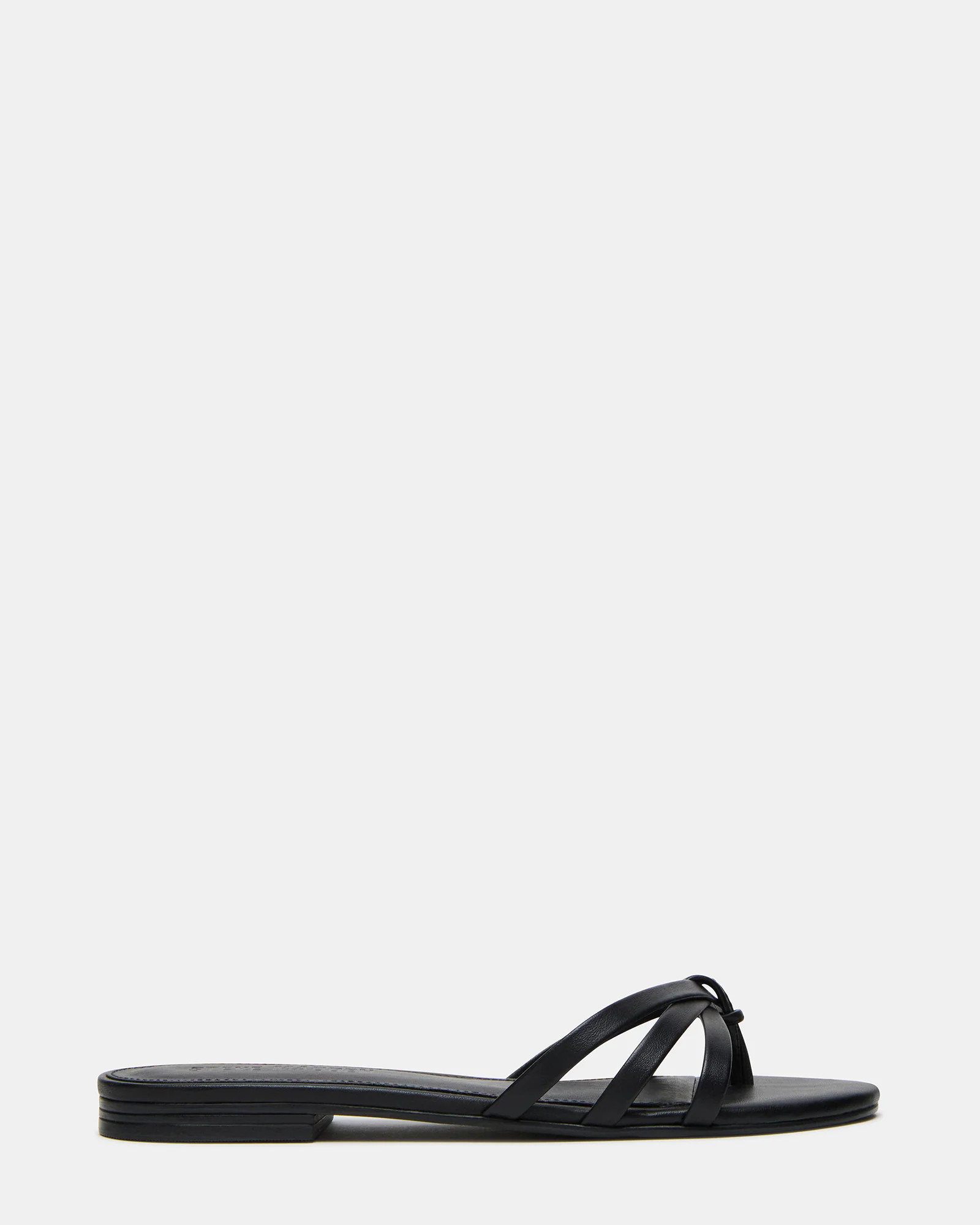 CALISSI Black Leather Strappy Slide Women's Sandal | Steve Madden (US)