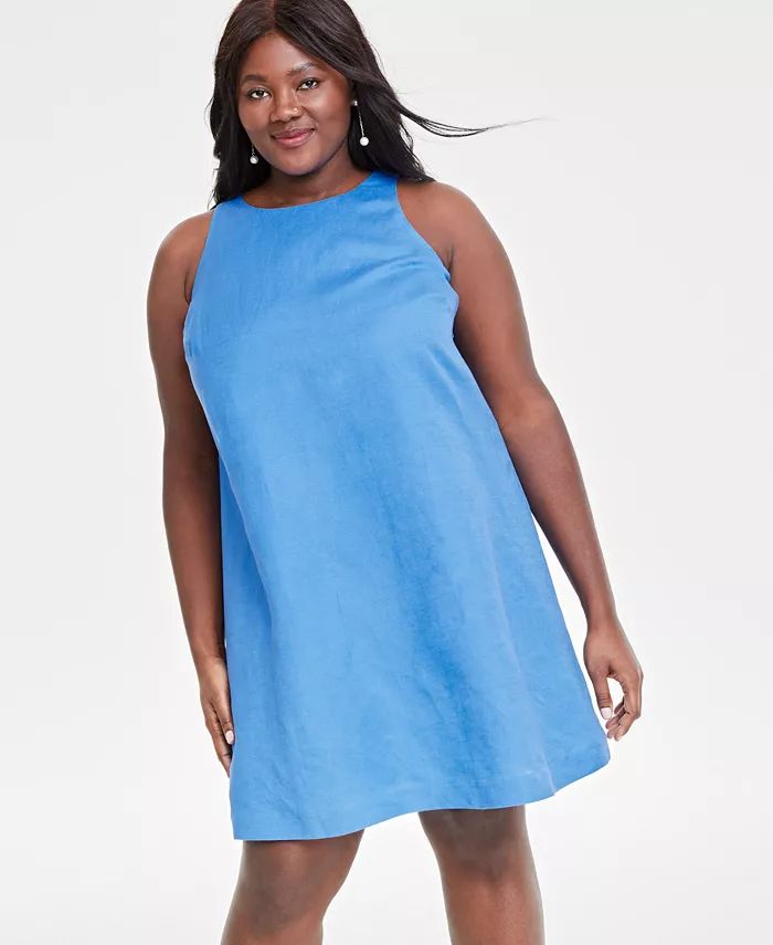 On 34th Trendy Plus Size Linen-Blend Halter Shift Dress, Created for Macy's - Macy's | Macy's