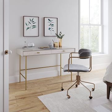 Modernist Wood Lacquer Desk & Lenox Office Chair Set | West Elm (US)