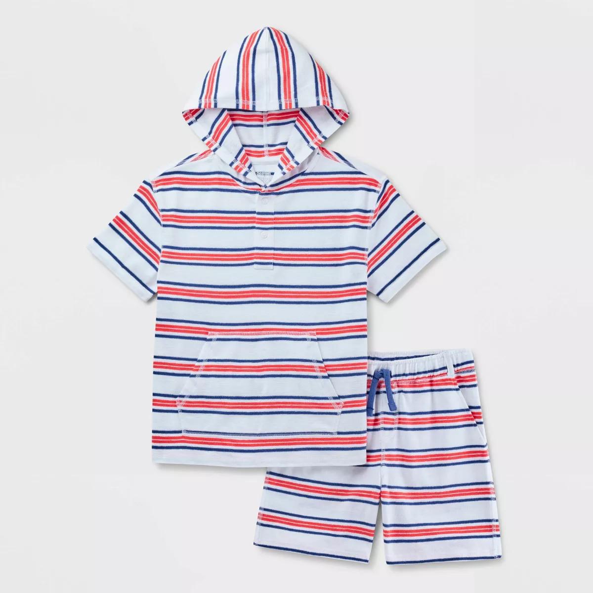 Boys' Adaptive 4th of July Short Sleeve Stripe Short Set - Cat & Jack™ White | Target