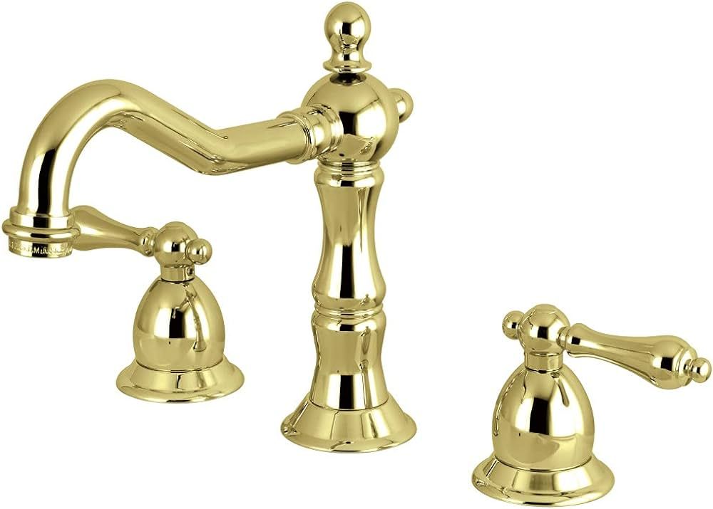 Kingston Brass KS1972AL Heritage Widespread Lavatory Faucet with Metal lever handle, Polished Bra... | Amazon (US)