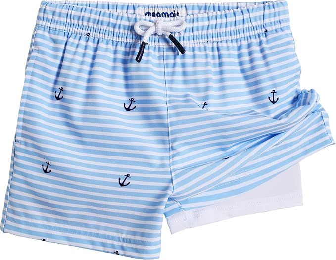 maamgic Boys Swim Trunks with Compression Liner Toddler Boys Stretch Swim Shorts Quick Dry 2 in 1... | Amazon (US)