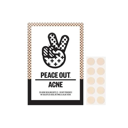 PEACE OUT Acne Healing Dots Helps Clear Blemishes Overnight, Fast Acting Hydrocolloid Pimple Patches for Breakouts with Salicylic Acid, Retinol and Aloe Vera, Award Winning Skincare Solution 20 Count | Amazon (US)