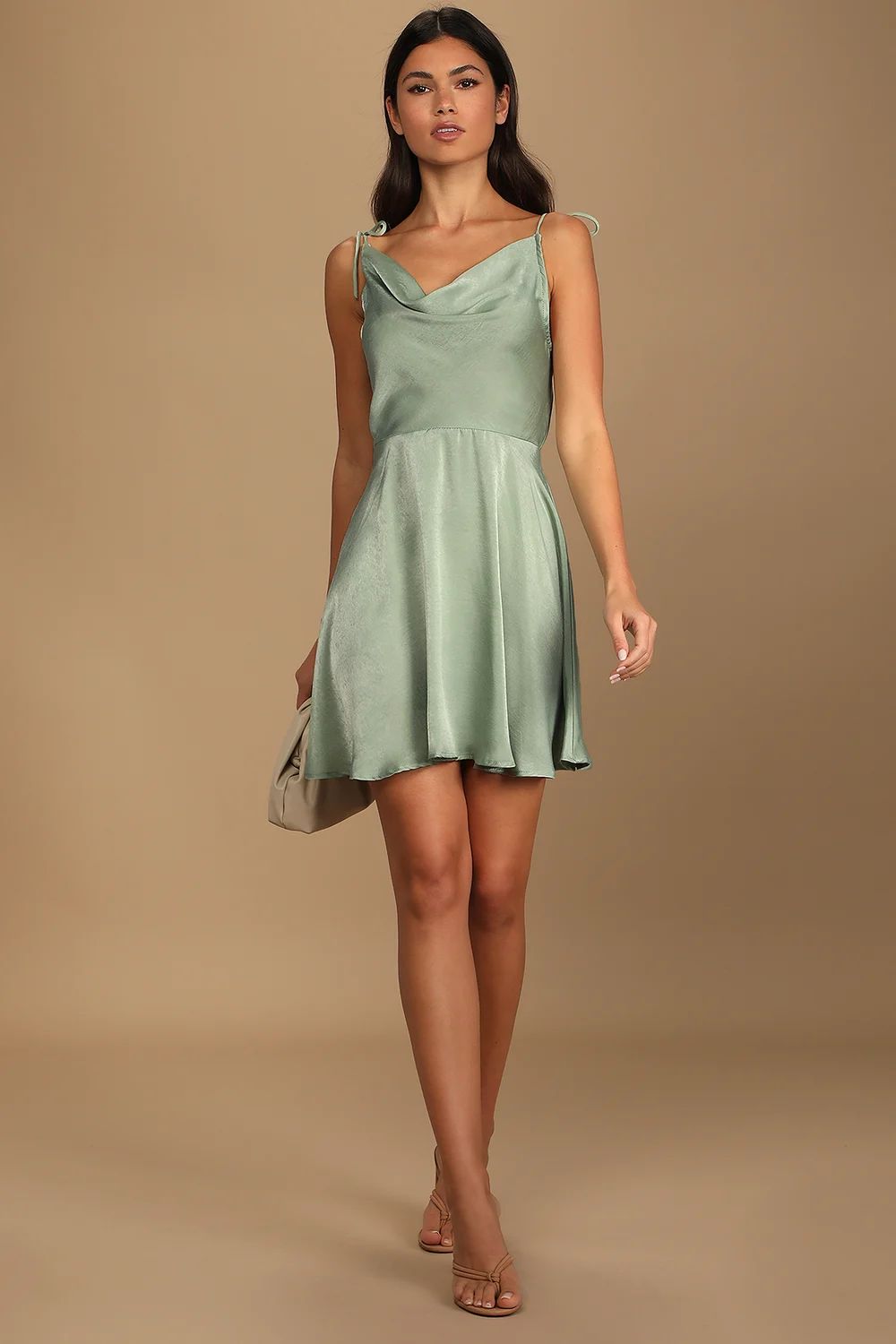 Party with Prosecco Sage Green Satin Tie-Back Mini Dress | Lulus (US)