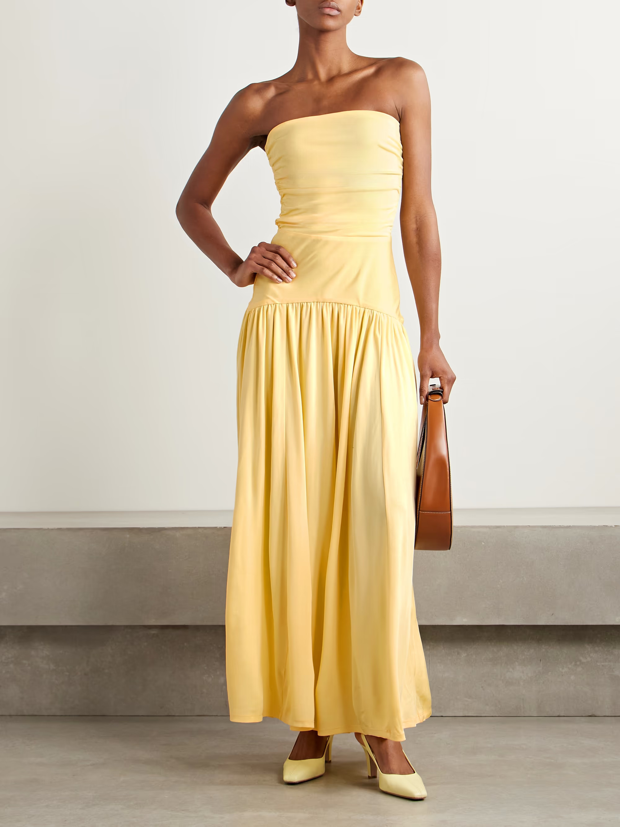 Mariana strapless gathered jersey maxi dress | NET-A-PORTER (US)