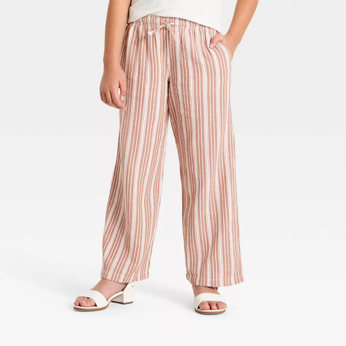 Girls' Striped Pull-on Beach Pants - Cat & Jack\u2122 Tan XL | Target