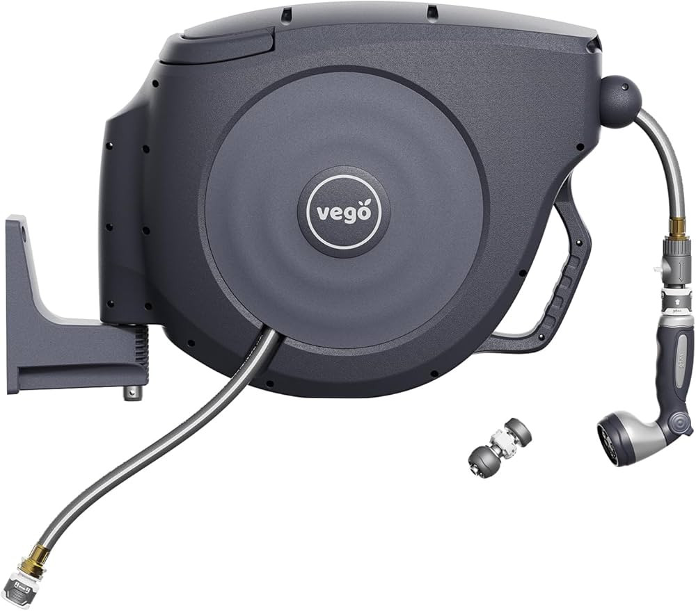 Garden Hose Reel Retractable 1/2" x 130ft Wall Mounted Hose Reel Automatic Rewind, Any Length Loc... | Amazon (US)
