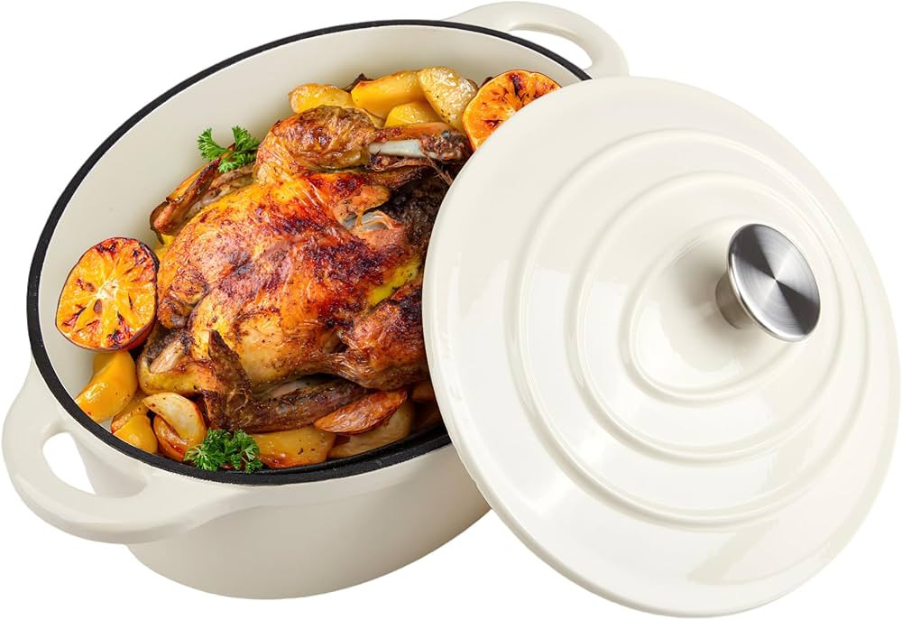 5.5 Quart Oval Enameled Cast Iron Dutch Oven Pot with Lid, Oven Safe up to 550° F & Dishwasher S... | Amazon (US)