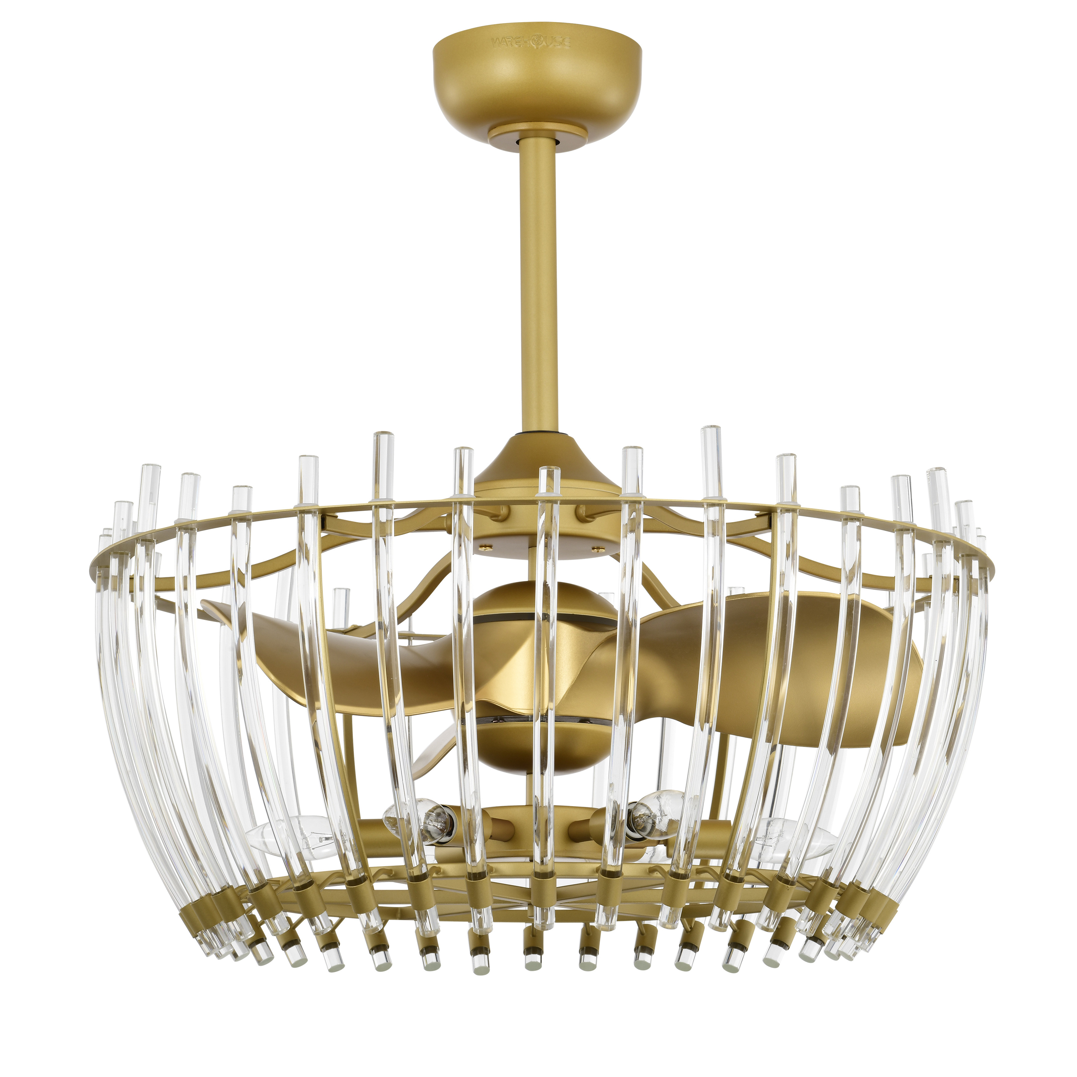 Warehouse of Tiffany Anita 25-inch Matte Gold 6 Lights 3 Blades Lighted Ceiling Fan with Remote | Walmart (US)