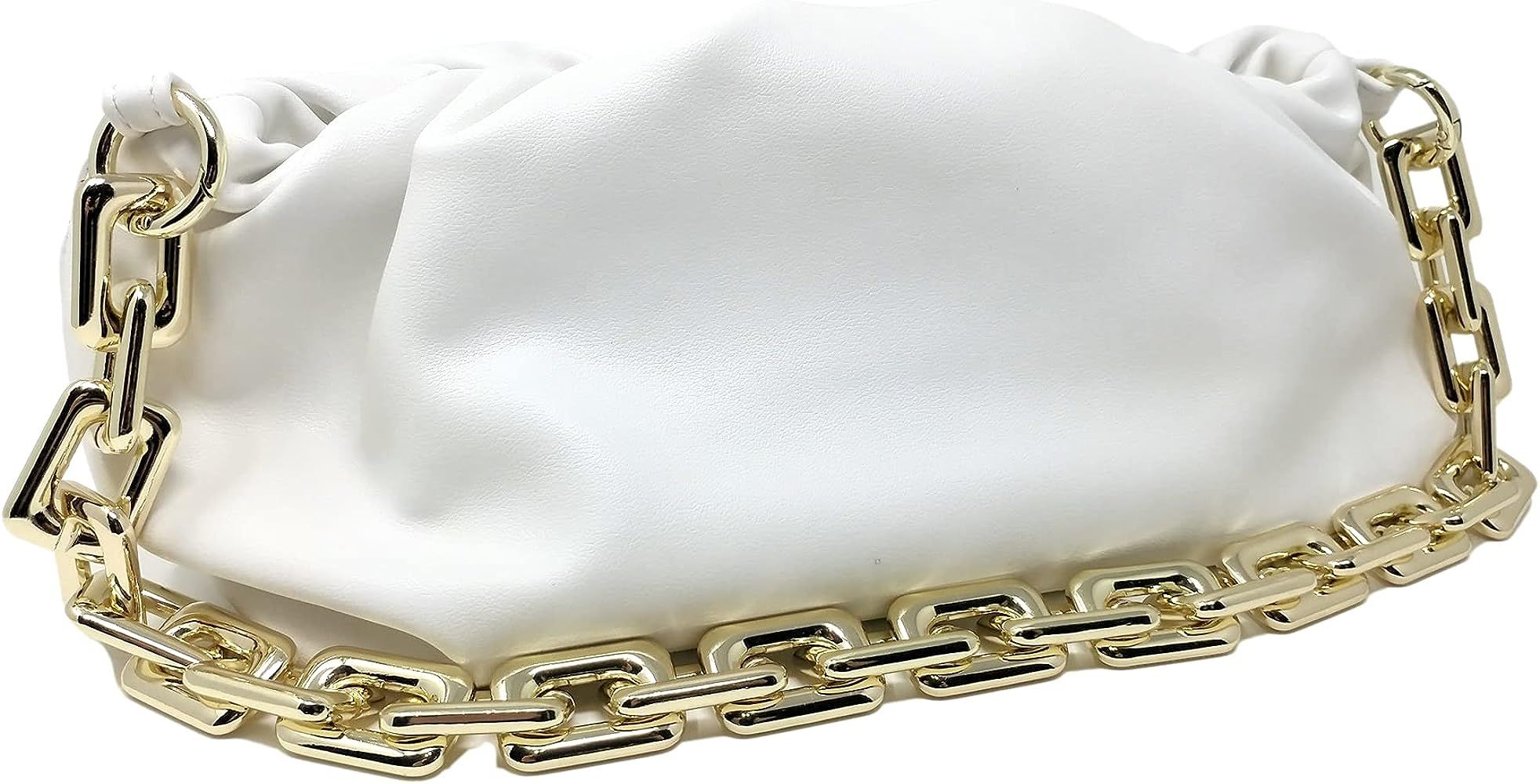 Women's Chain Pouch Bag | Cloud-Shaped Dumpling Clutch Purse | Ruched Chain Link Shoulder Handbag | Amazon (US)