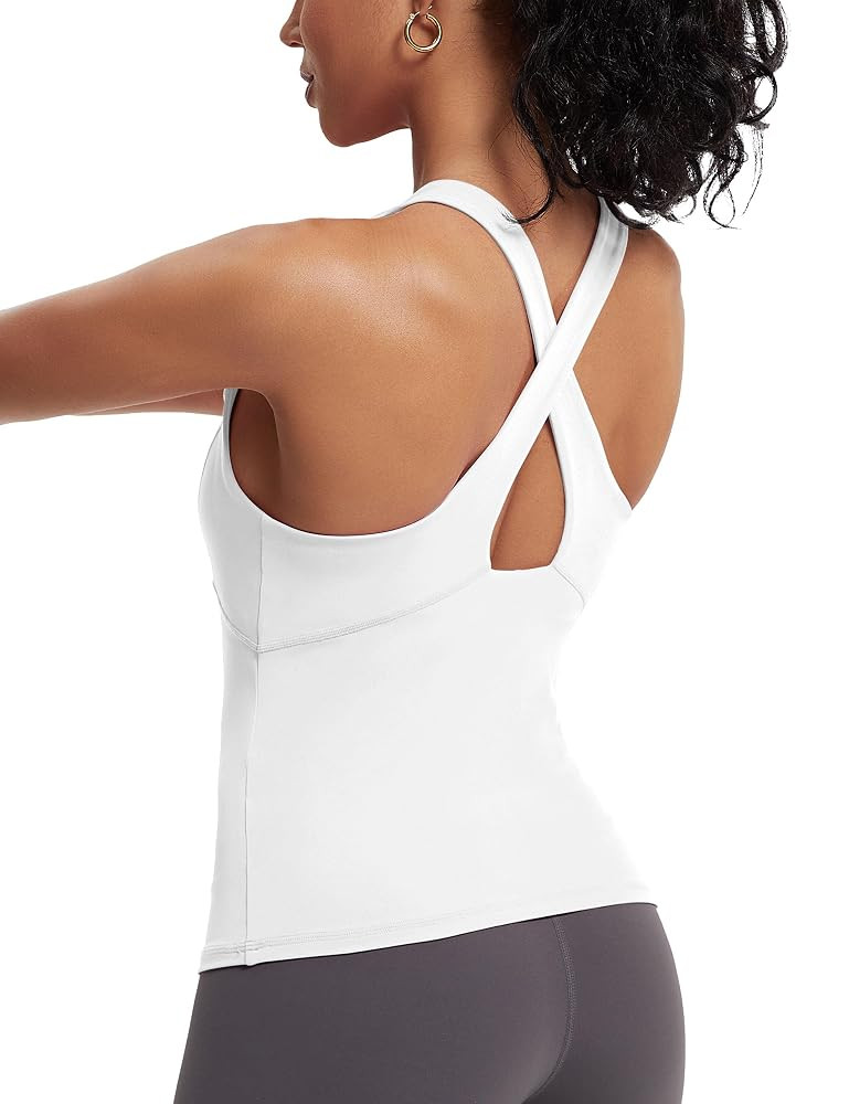 MathCat Womens Cross Back Workout Tank Tops-with Built in Bra, High Neck Athletic Yoga Gym Tank T... | Amazon (US)